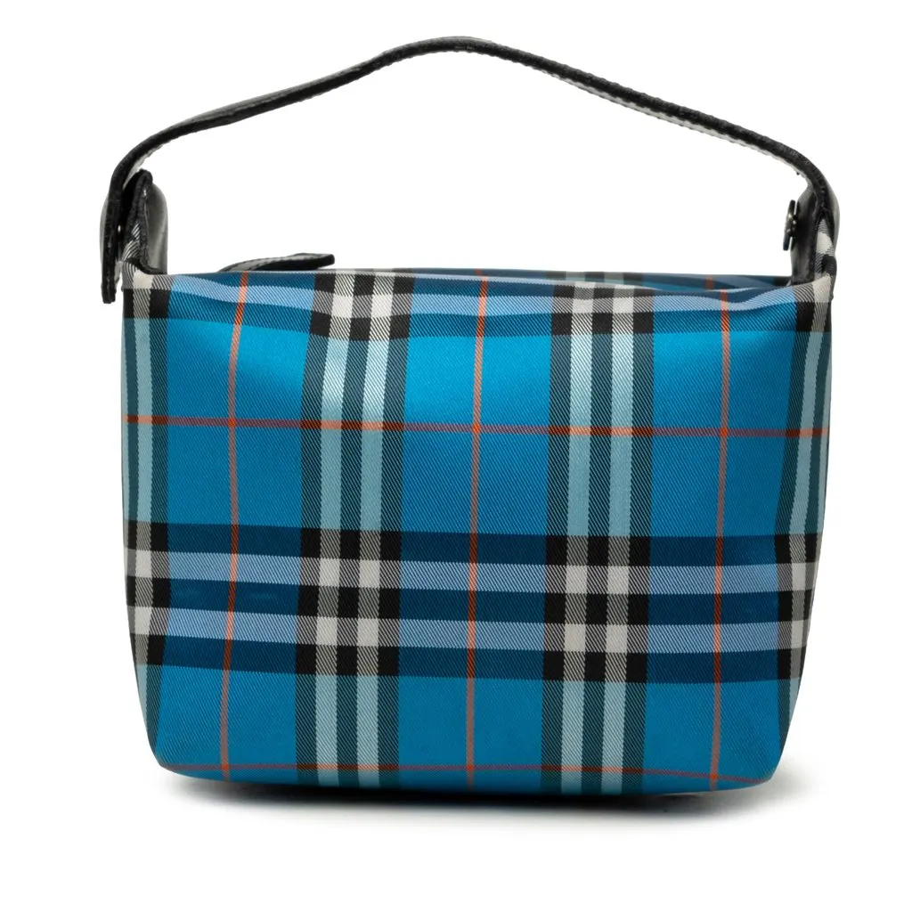 Burberry Mini House Check Canvas Handbag Blue Very good - Front View