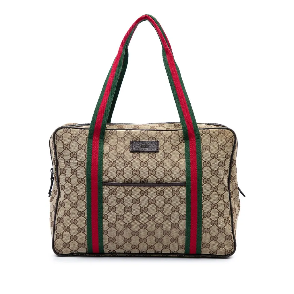 Gucci GG Canvas Web Business Bag Beige Canvas Good - Front View