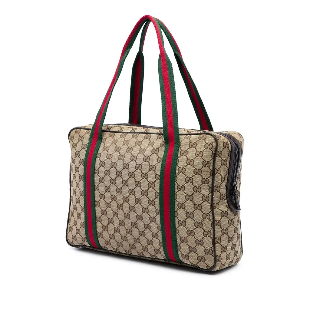 Gucci GG Canvas Web Business Bag Beige Canvas Good - Back View