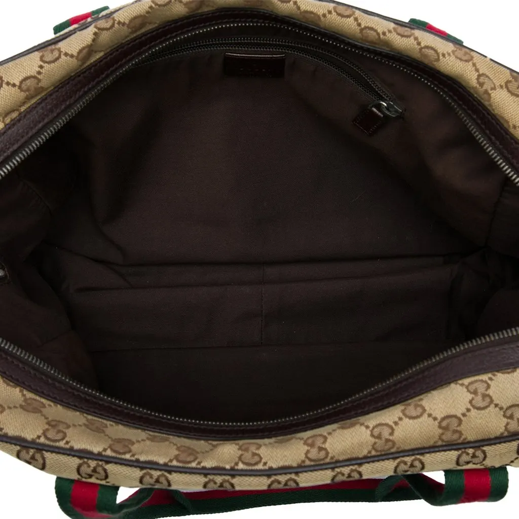 Gucci GG Canvas Web Business Bag Beige Canvas Good - Model View