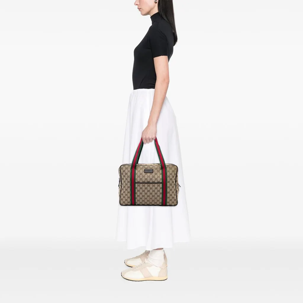 Gucci GG Canvas Web Business Bag Beige Canvas Good - Box View