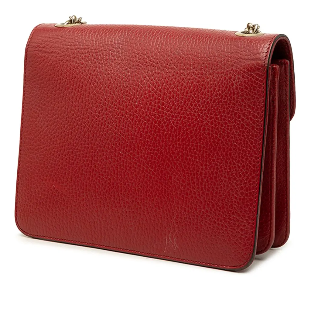 Gucci Small Dollar Calfskin Interlocking G Crossbody Red Leather Very good - Back View
