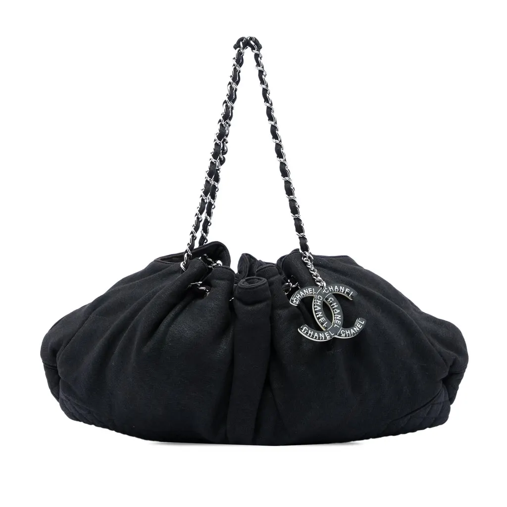 Chanel Jersey Melrose Cabas Black Very good - Front View