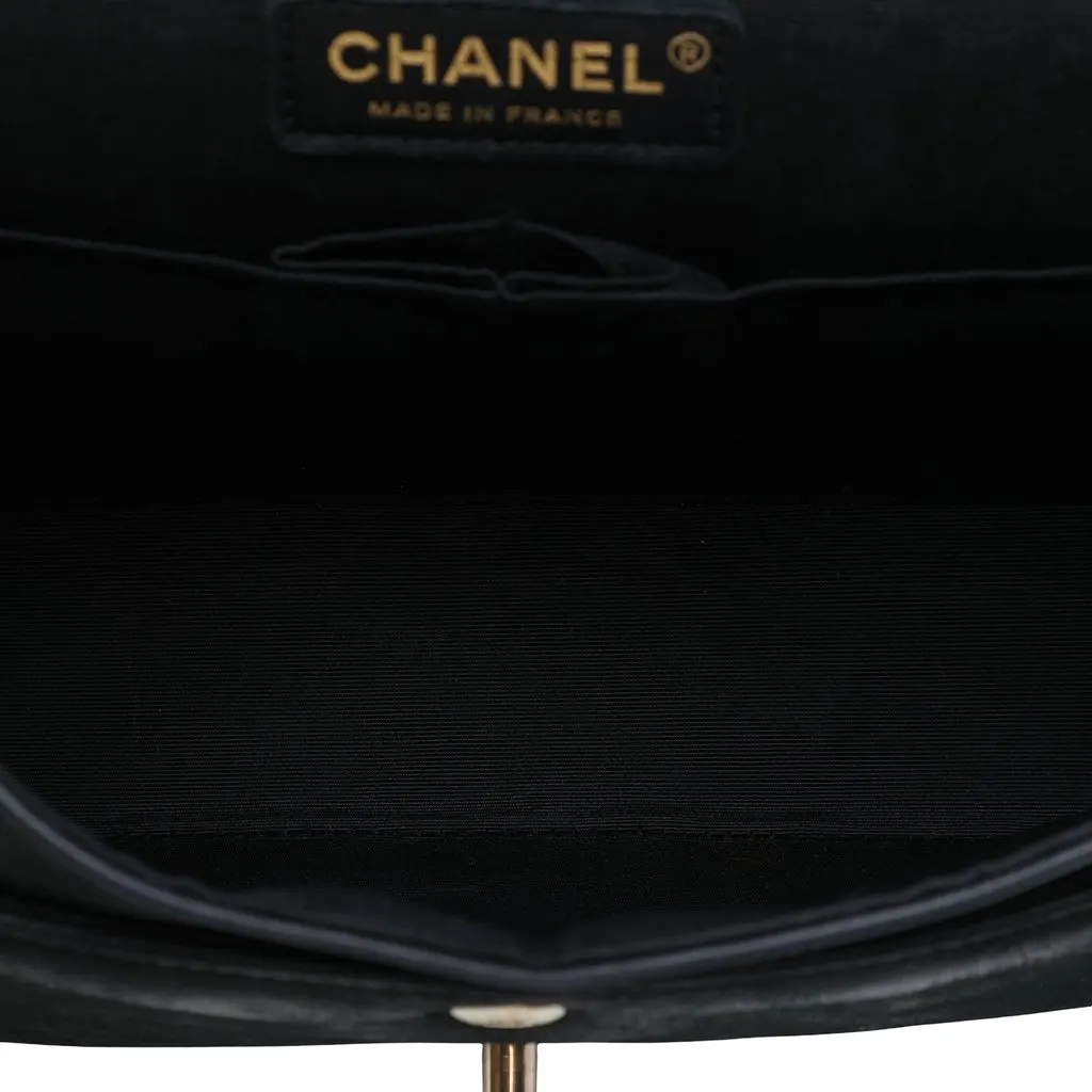 Chanel Medium Classic Bicolor Caviar and Iridescent Calfskin Double Flap Silver Leather Very good - Model View
