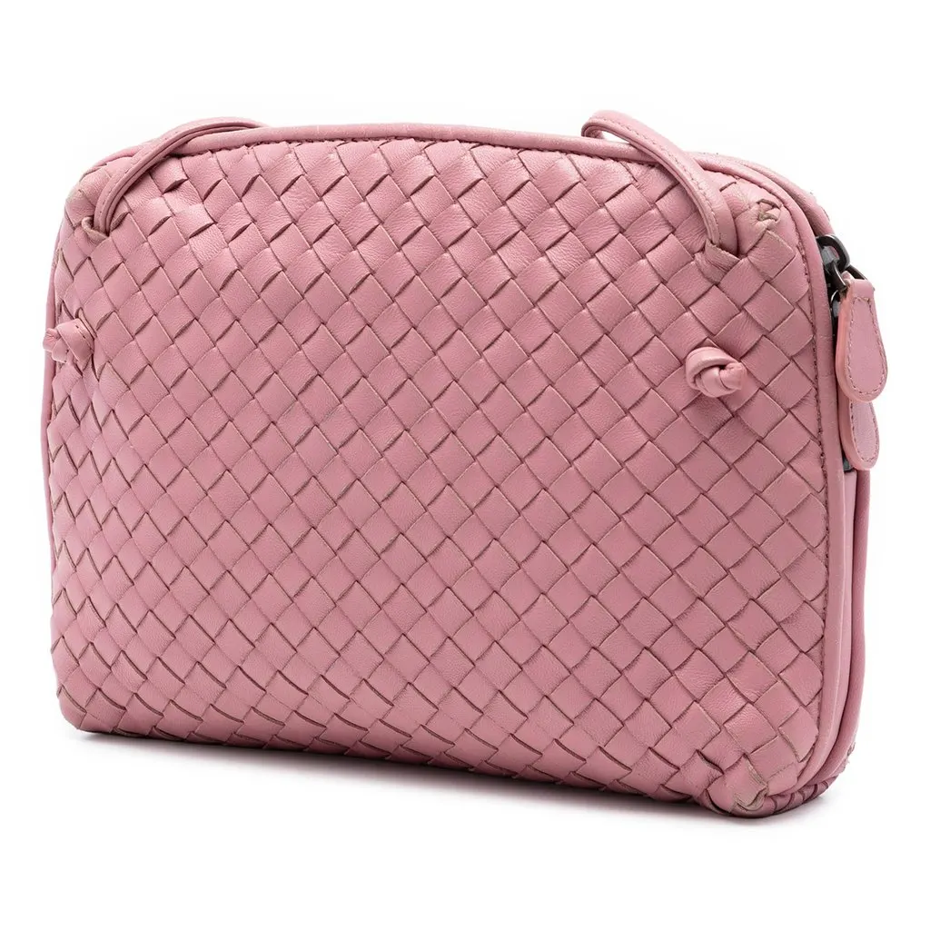 Bottega Veneta Nappa Intrecciato Nodini Crossbody Pink Leather Very good - Back View