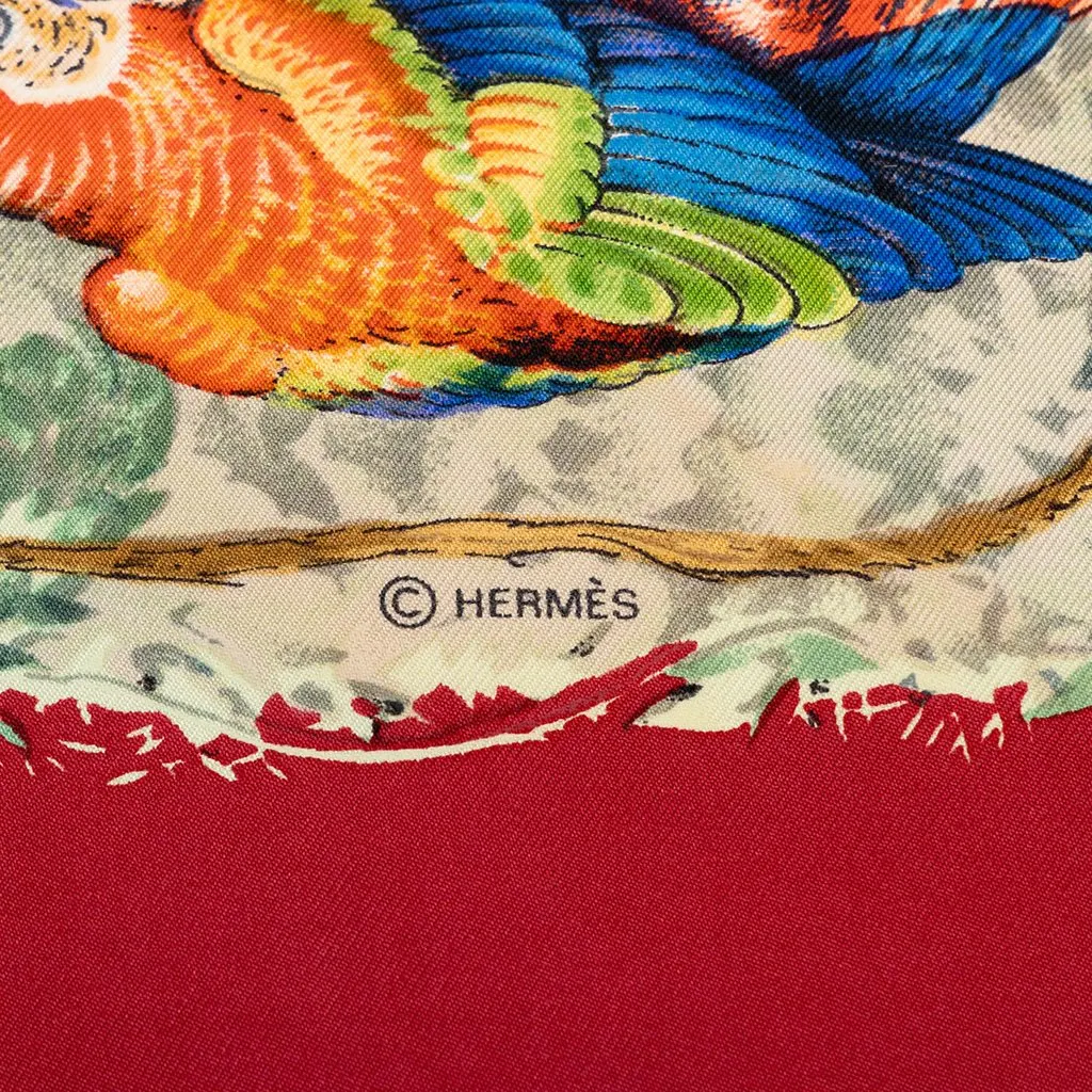 Hermès Equateur Silk Scarf 90 Red Silk Good - Inside View