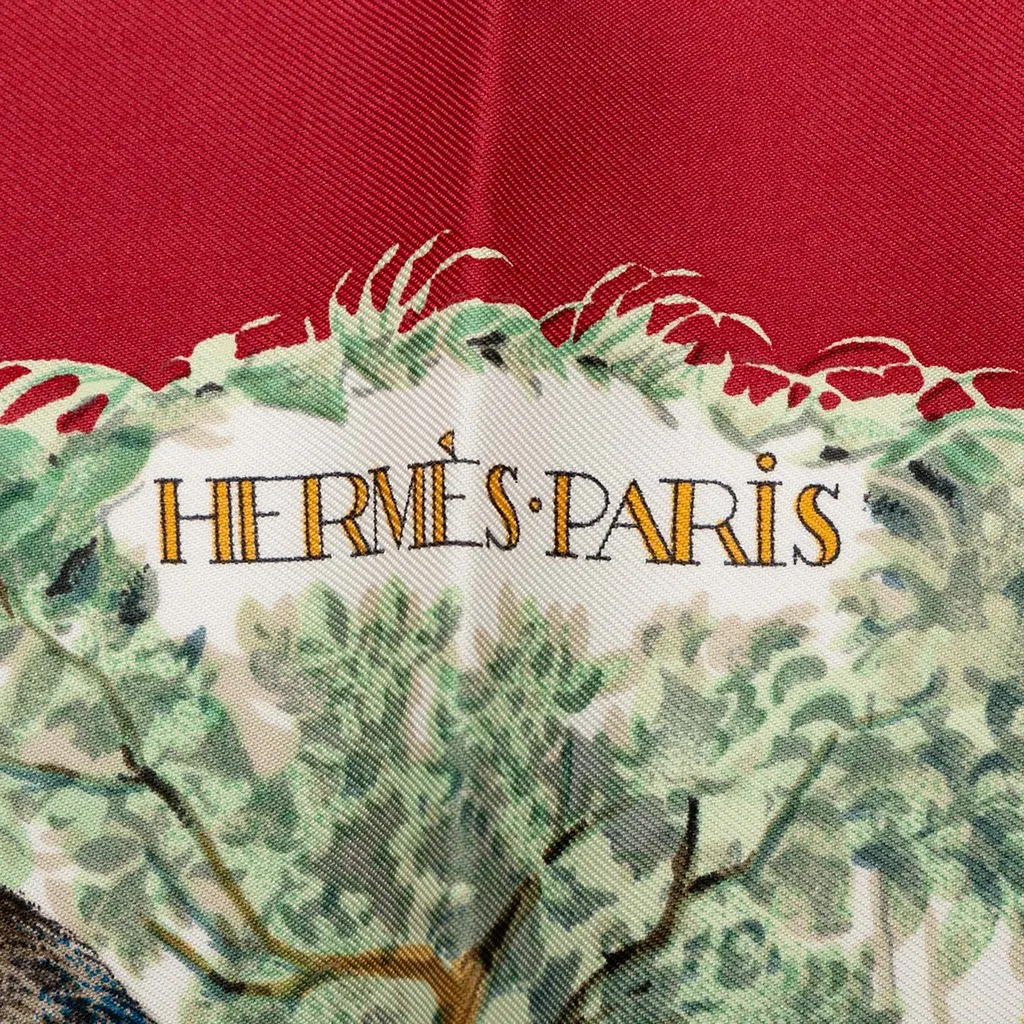 Hermès Equateur Silk Scarf 90 Red Silk Good - Box View