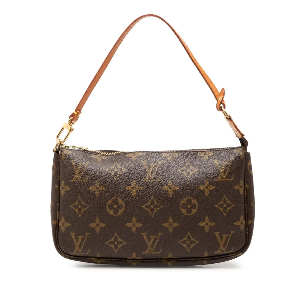 Louis Vuitton Monogram Pochette Accessoires Brown Canvas Good - Front View