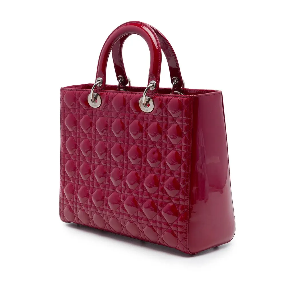 Dior Large Patent Cannage Lady Dior Red Leather Very good - Back View