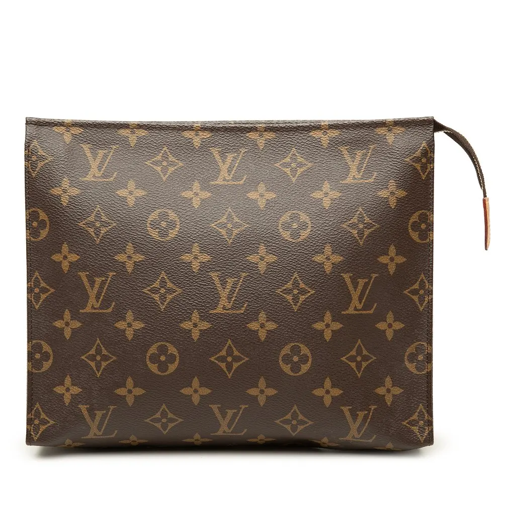Louis Vuitton Monogram Toiletry Pouch 26 Brown Canvas Good - Front View