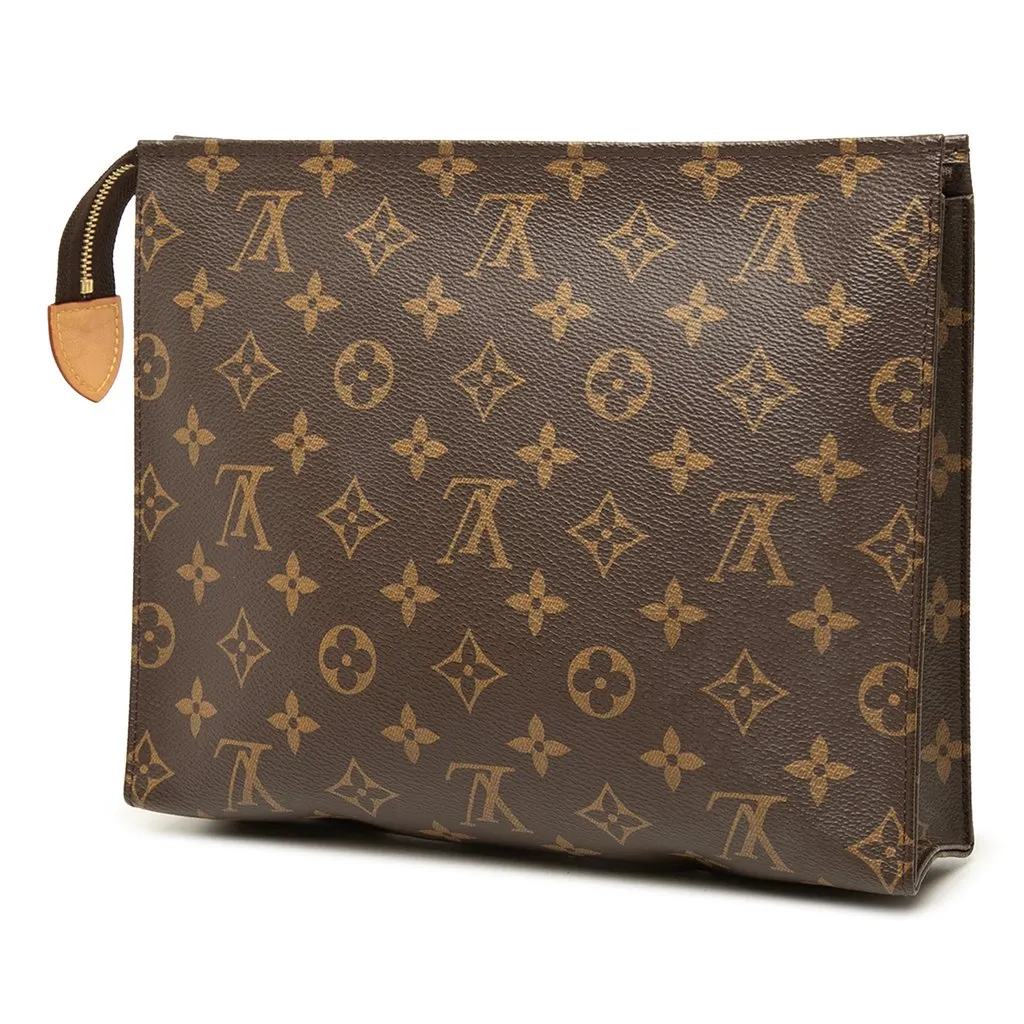 Louis Vuitton Monogram Toiletry Pouch 26 Brown Canvas Good - Back View