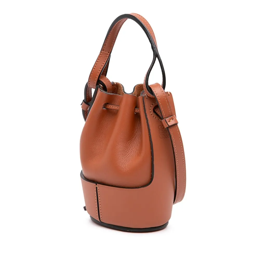 Loewe Nano Leather Balloon Bucket Bag Brown Leather Good - Back View