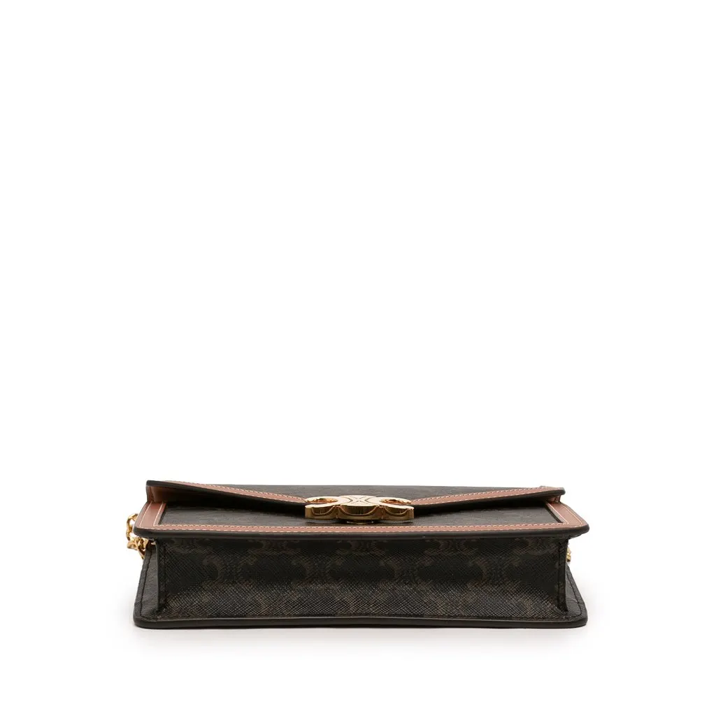Celine Triomphe Coated Canvas Margo Wallet on Chain Brown Very good - Inside View