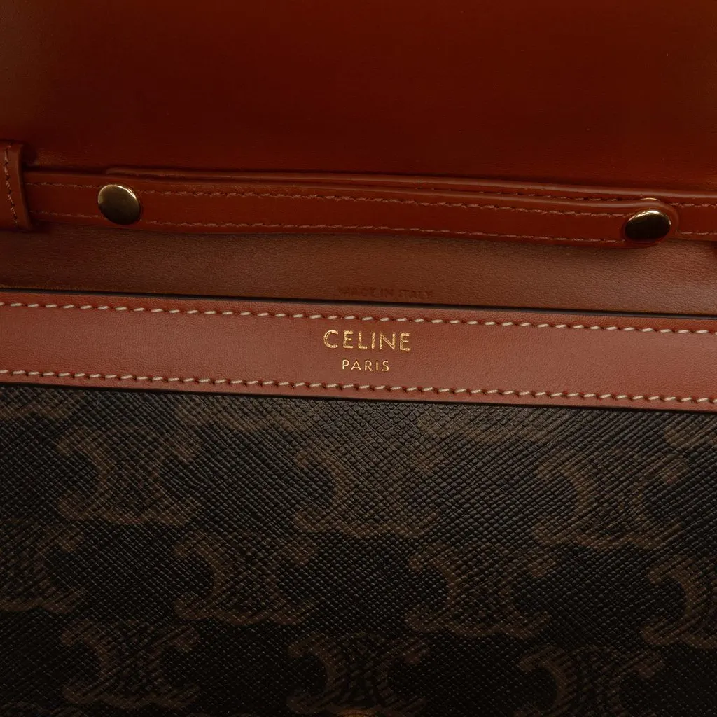 Celine Triomphe Coated Canvas Margo Wallet on Chain Brown Very good - Box View