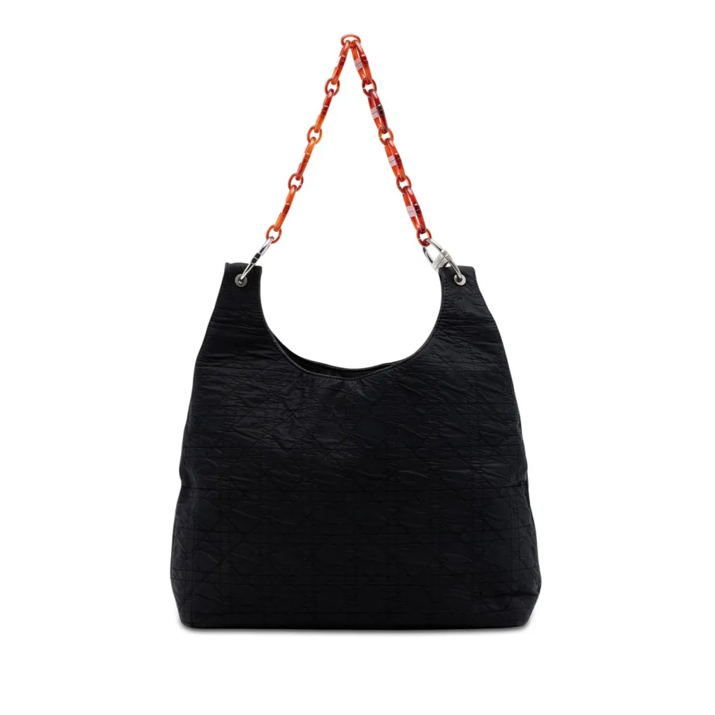 Dior Nylon Cannage Tortoise Shell Chain Tote Black Very good - Front View