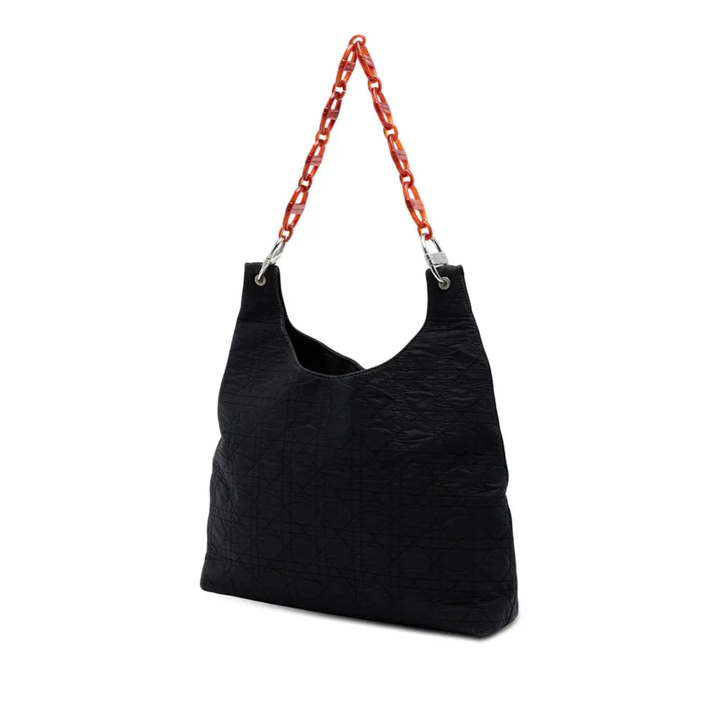 Dior Nylon Cannage Tortoise Shell Chain Tote Black Very good - Back View