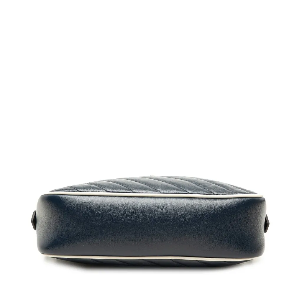 Gucci Small GG Marmont Matelasse Diagonal Calfskin Torchon Crossbody Blue Leather Good - Inside View