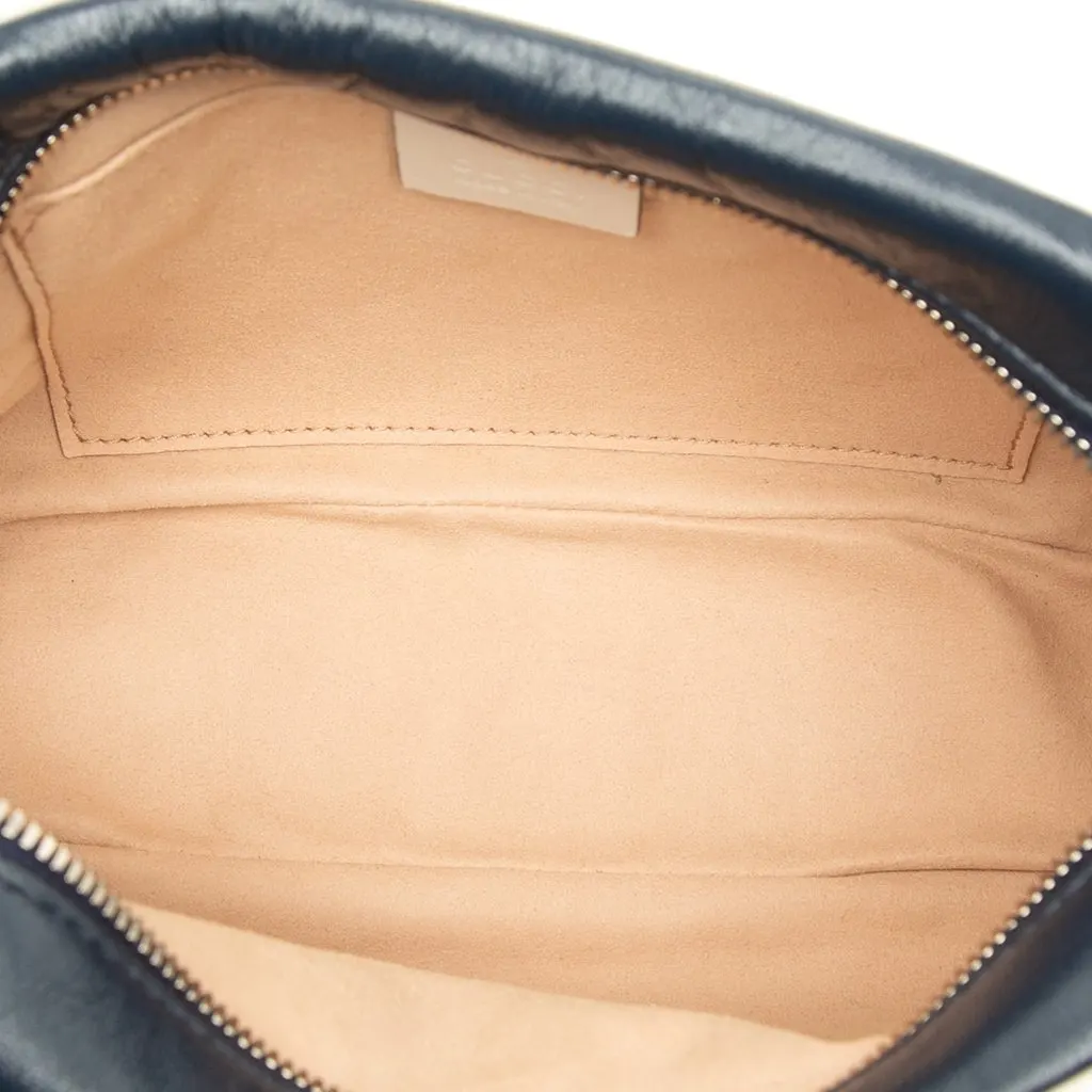 Gucci Small GG Marmont Matelasse Diagonal Calfskin Torchon Crossbody Blue Leather Good - Model View