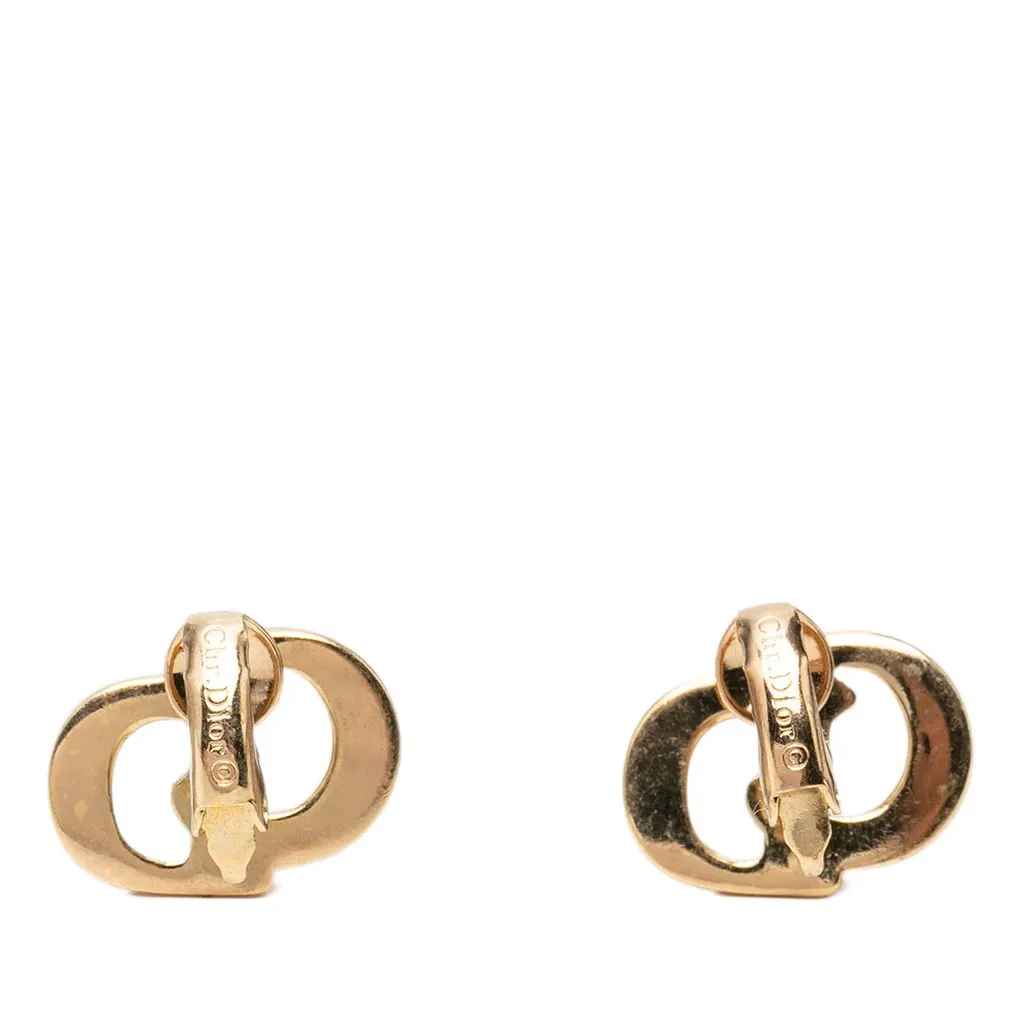 Dior Gold Plated CD Logo Clip On Earrings Gold Metal Very good - Back View