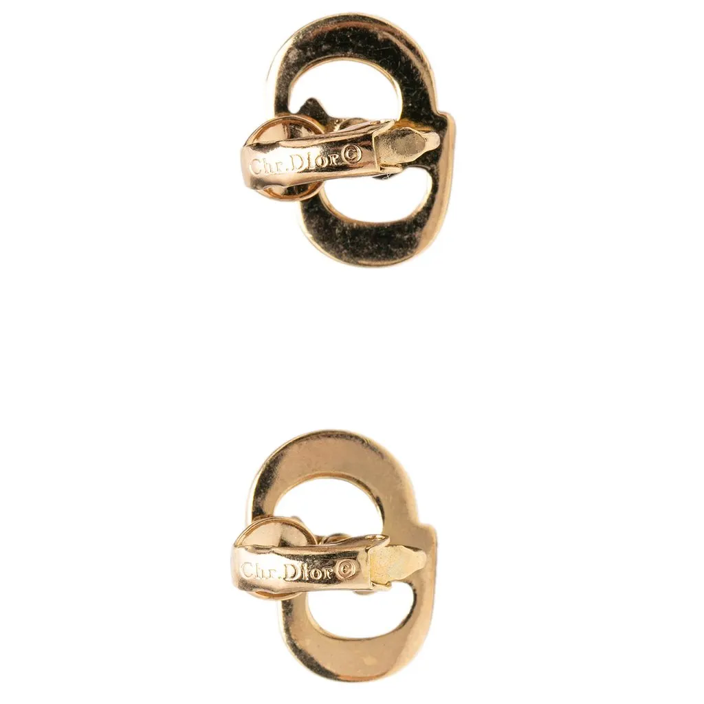 Dior Gold Plated CD Logo Clip On Earrings Gold Metal Very good - Inside View