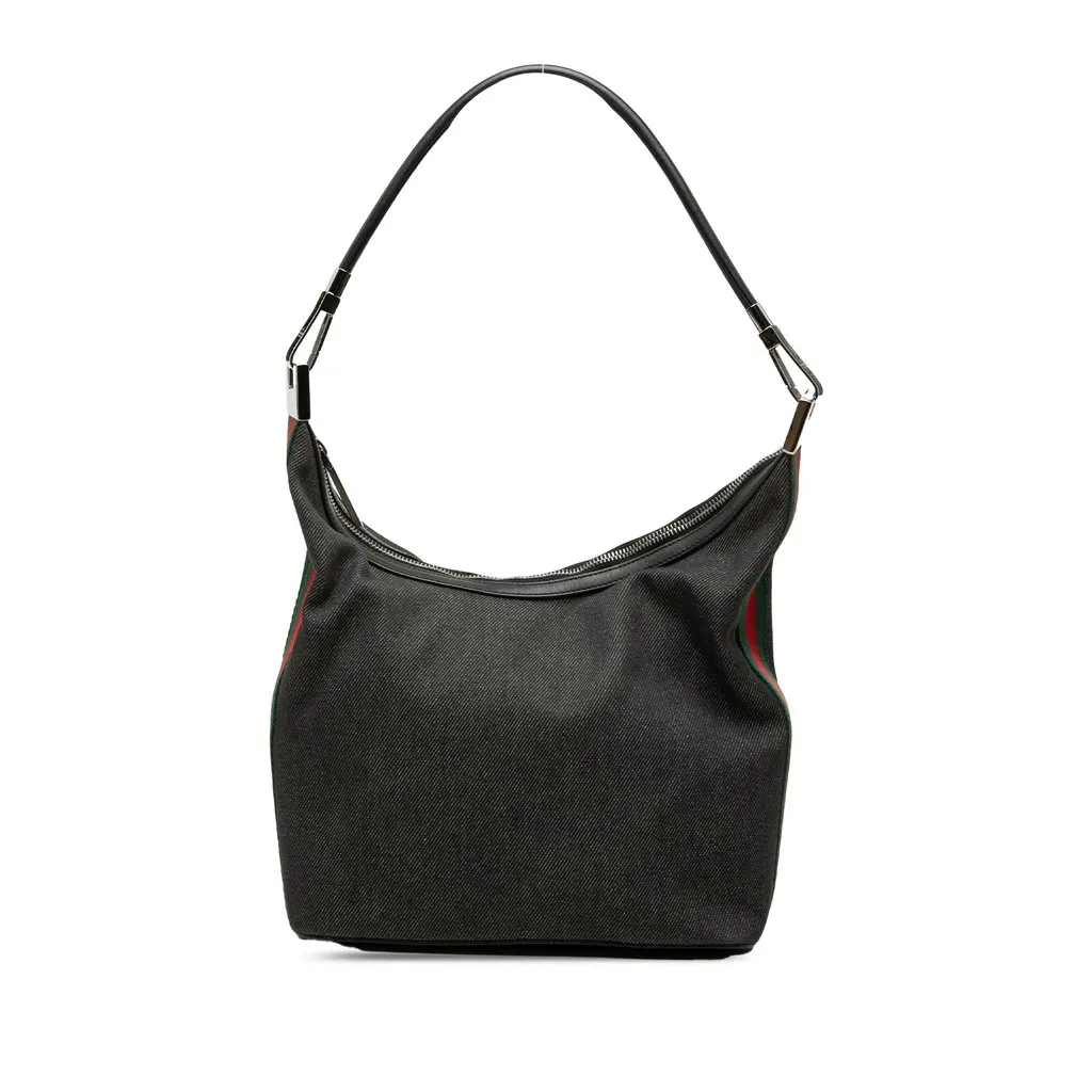 Gucci Denim Web Shoulder Bag MultiColor Very good - Front View