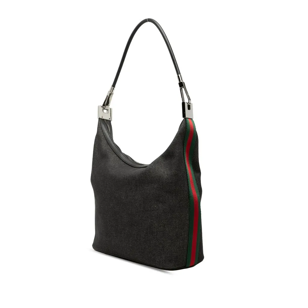 Gucci Denim Web Shoulder Bag MultiColor Very good - Back View