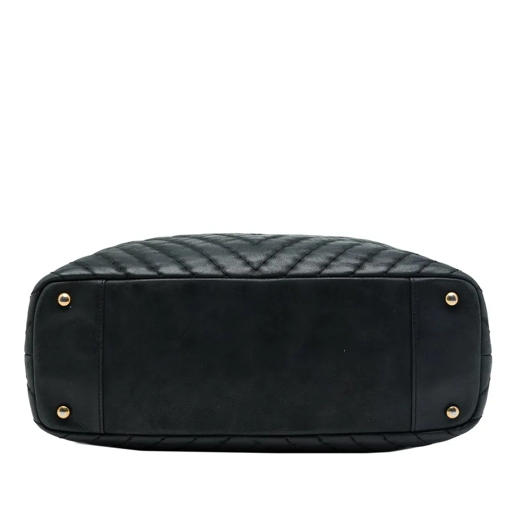Chanel Large Chevron Surpique Iridescent Calfskin Tote Black Leather Very good - Inside View