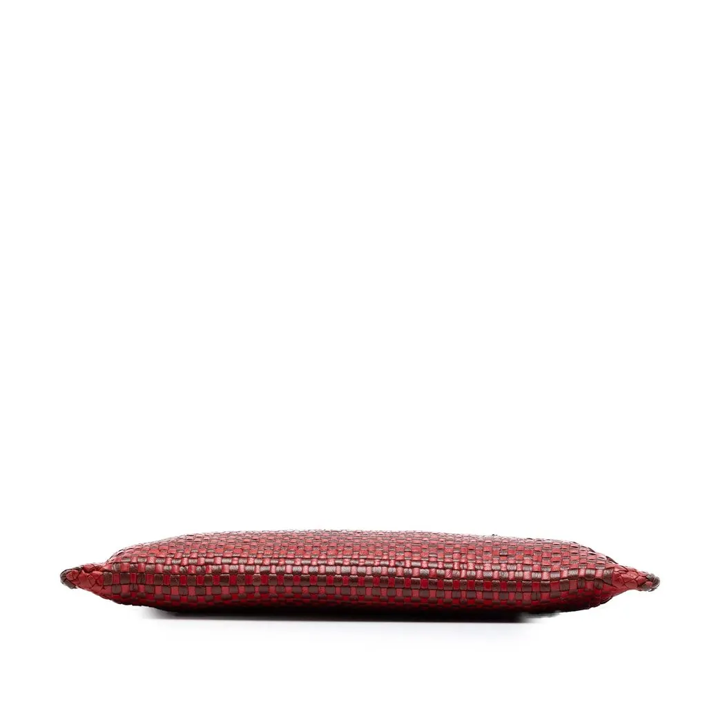 Prada Woven Goatskin Madras Zip Clutch Red Leather Very good - Inside View