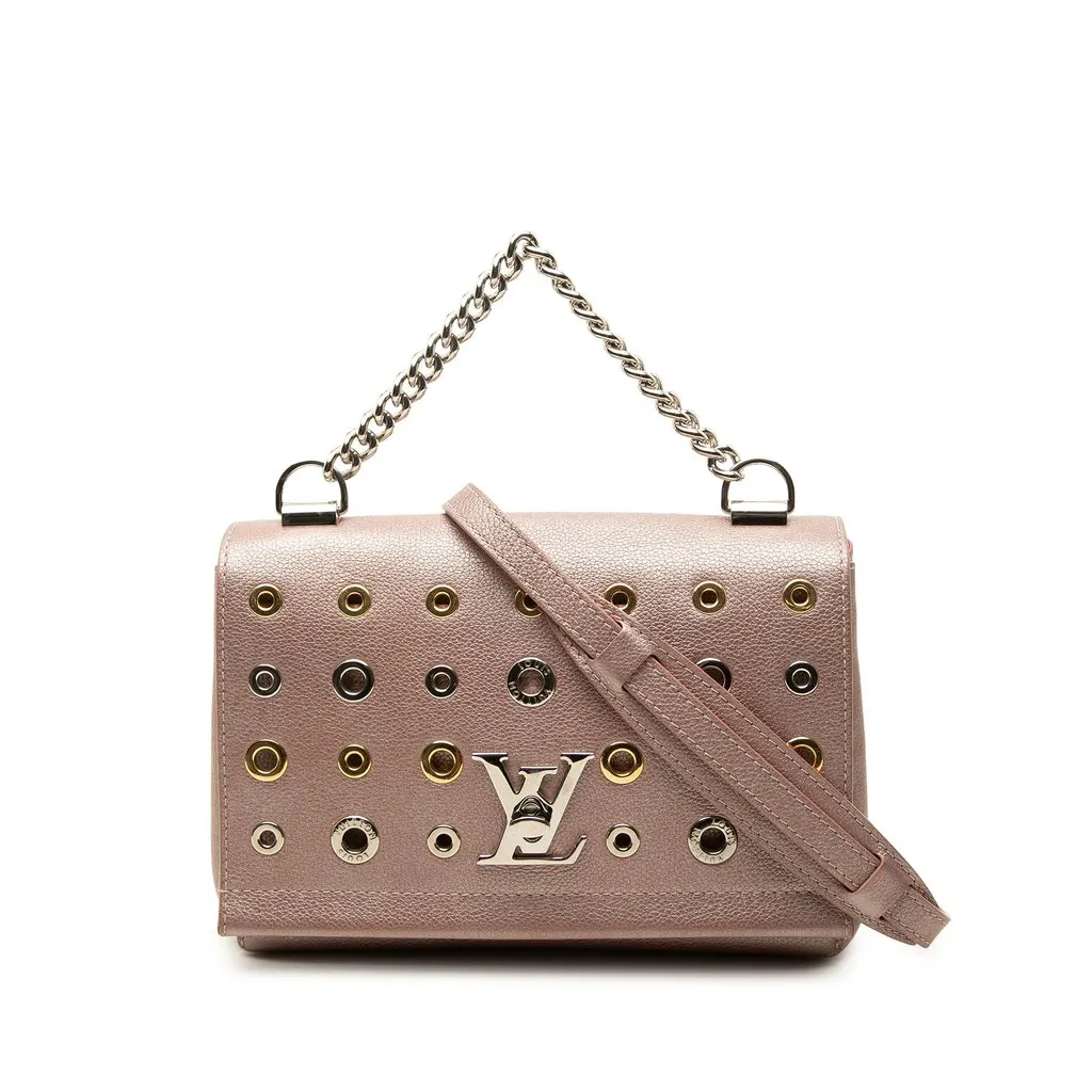 Louis Vuitton Metallic Leather Eyelet LockMe II BB Pink Leather Good - Front View