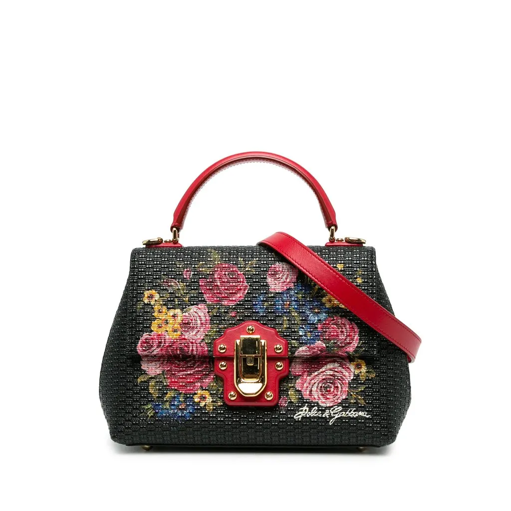 Dolce & Gabbana جلد العجل Roses Print Lucia حقيبة ساتشيل