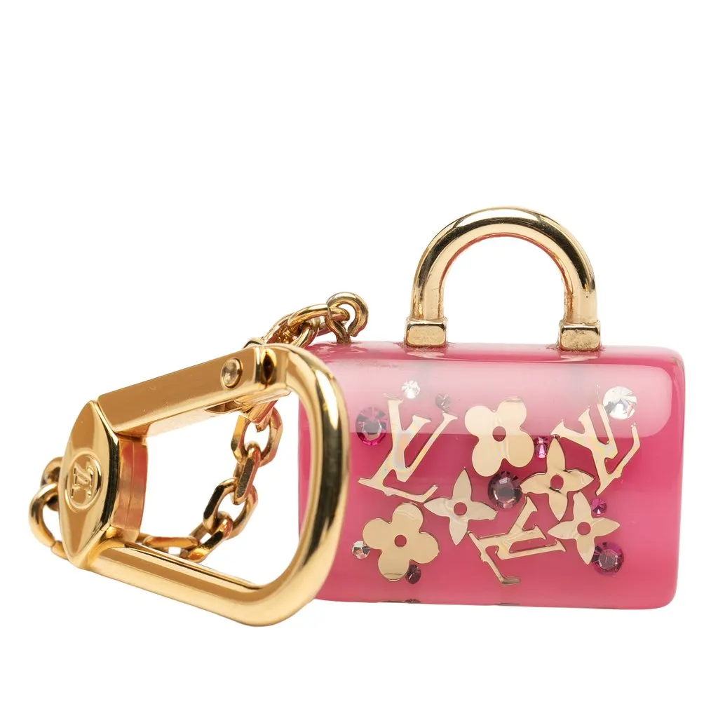 Louis Vuitton Resin Speedy Inclusion Key Holder and Bag Charm Pink Plastic Very good - Front View