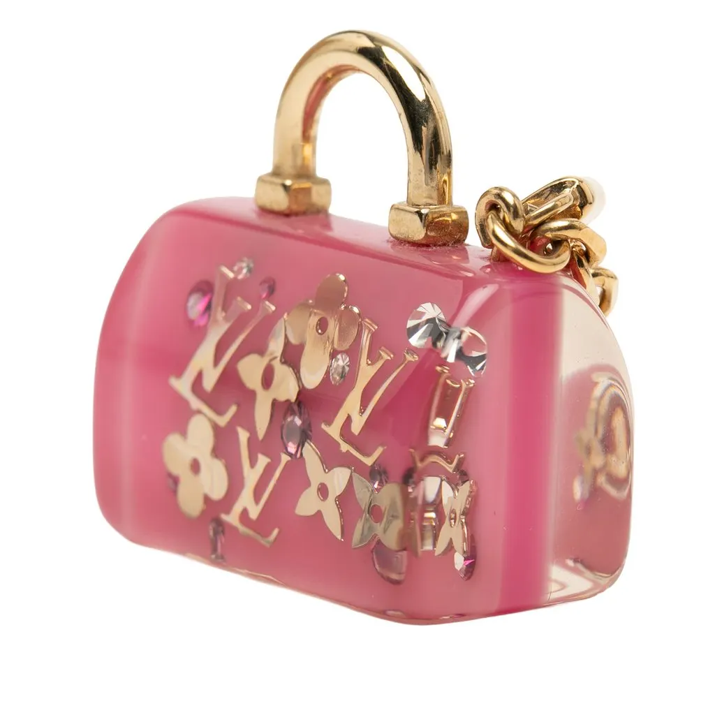 Louis Vuitton Resin Speedy Inclusion Key Holder and Bag Charm Pink Plastic Very good - Back View
