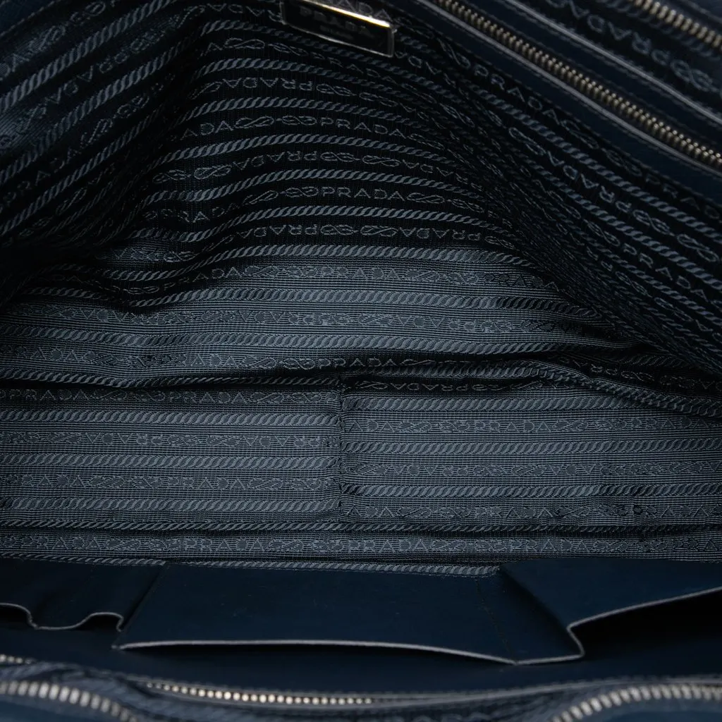 Prada Saffiano Business Bag Blue Leather Very good - Model View