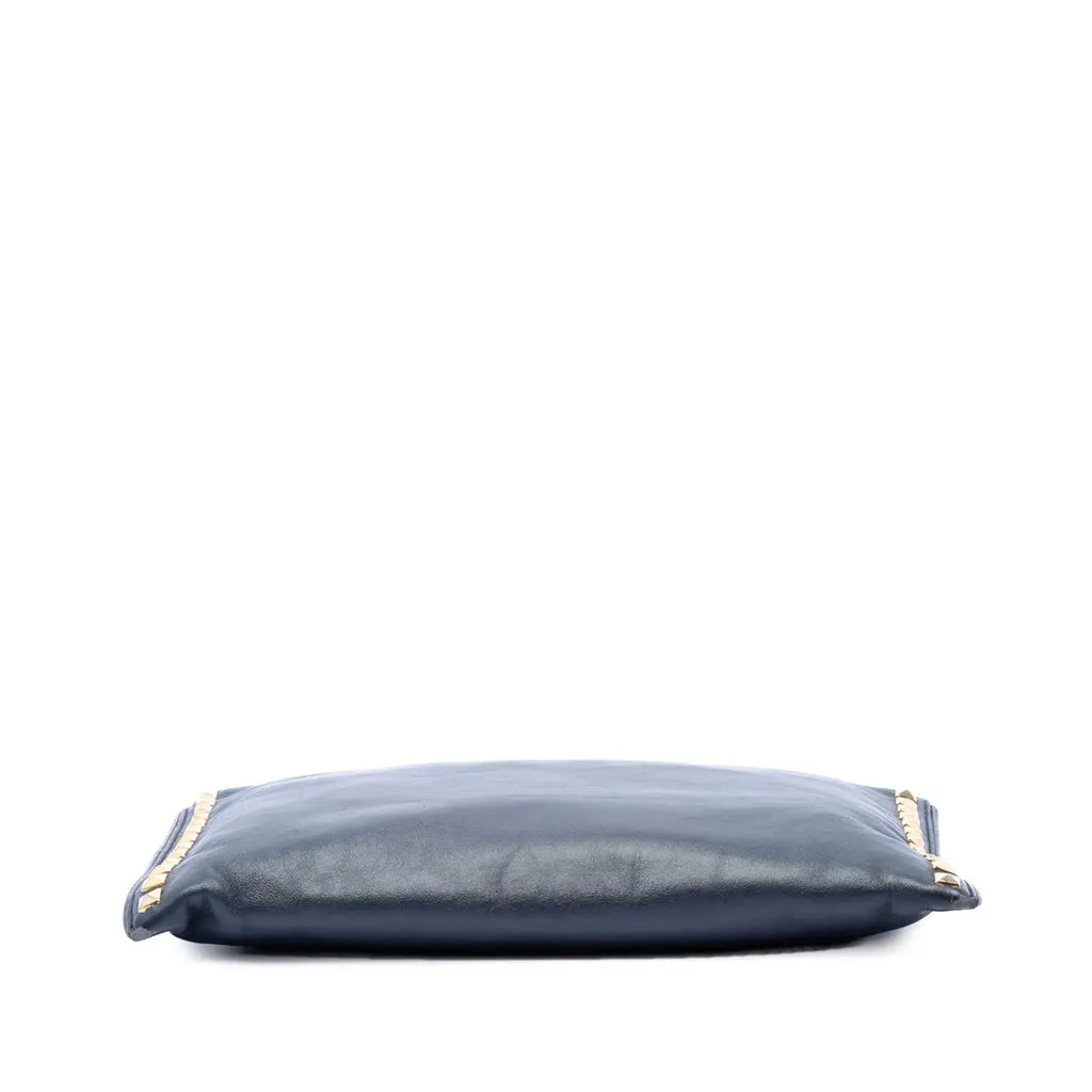Miu Miu Studded Leather Zip Clutch Blue Leather Very good - Inside View