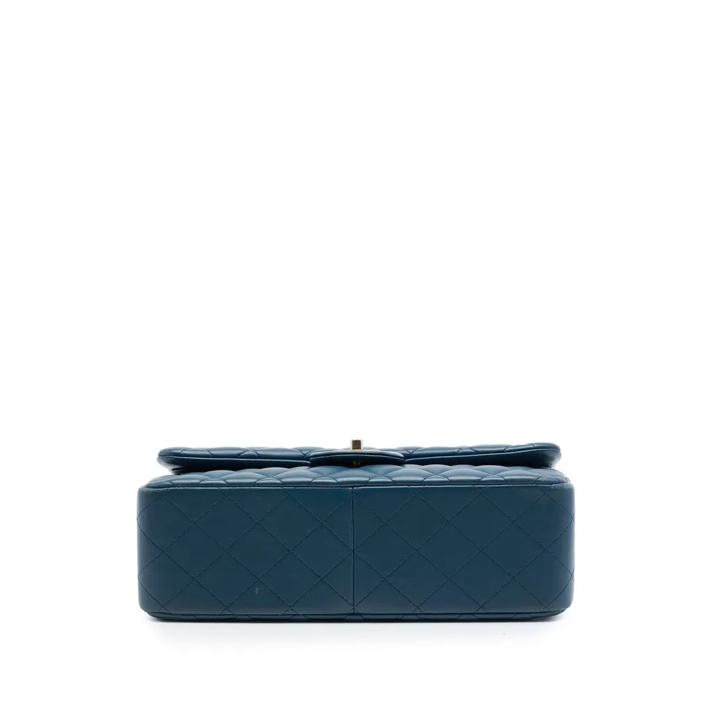 Chanel Jumbo Classic Lambskin Double Flap Blue Leather Very good - Inside View
