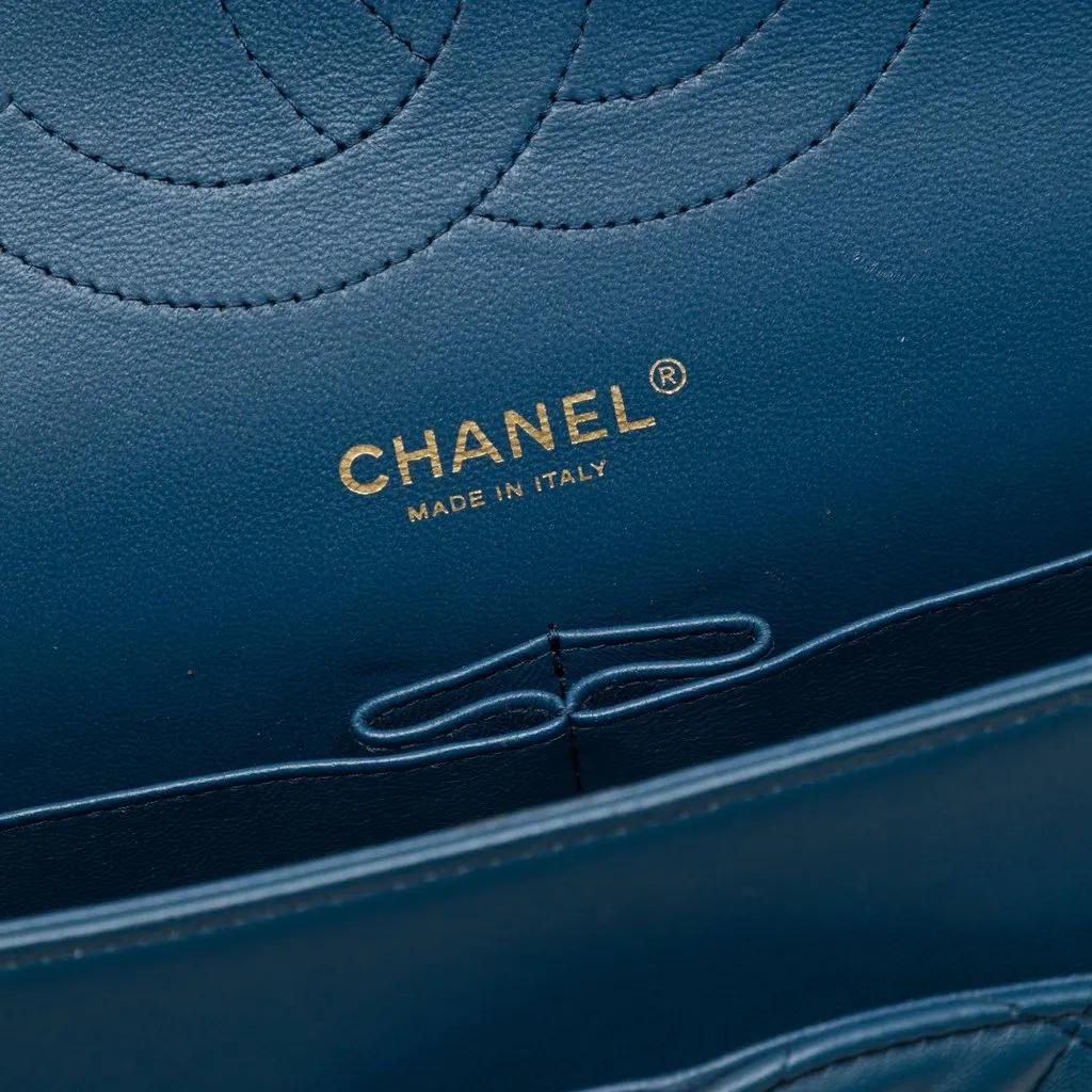 Chanel Jumbo Classic Lambskin Double Flap Blue Leather Very good - Box View