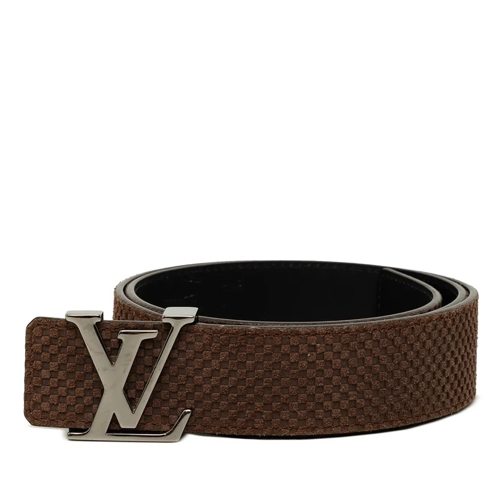 Louis Vuitton Mini Damier Suede Reversible Initiales Belt Brown Leather Very good - Front View