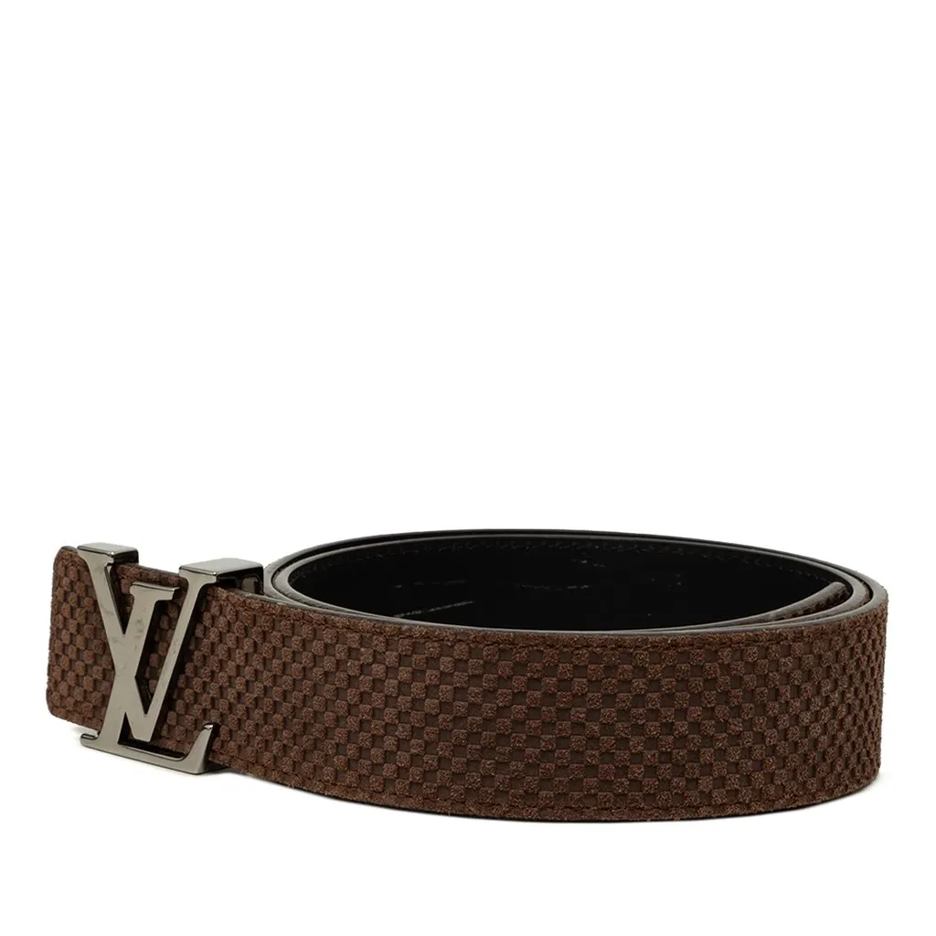 Louis Vuitton Mini Damier Suede Reversible Initiales Belt Brown Leather Very good - Back View