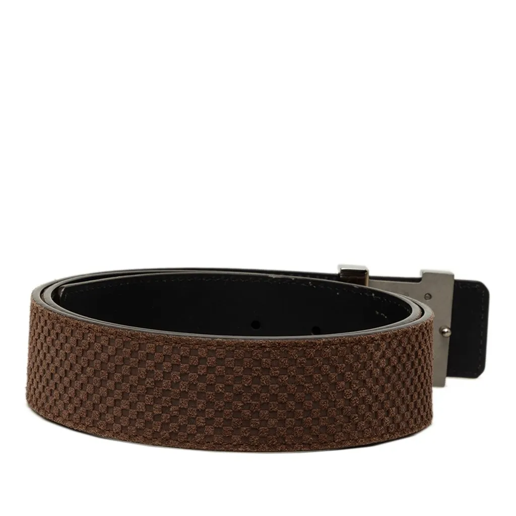 Louis Vuitton Mini Damier Suede Reversible Initiales Belt Brown Leather Very good - Inside View