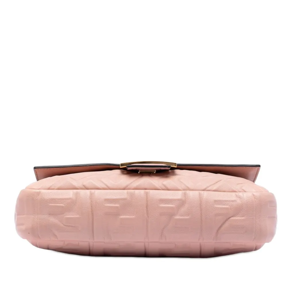 Fendi Zucca Embossed Leather Baguette Satchel Pink Leather Very good - Inside View