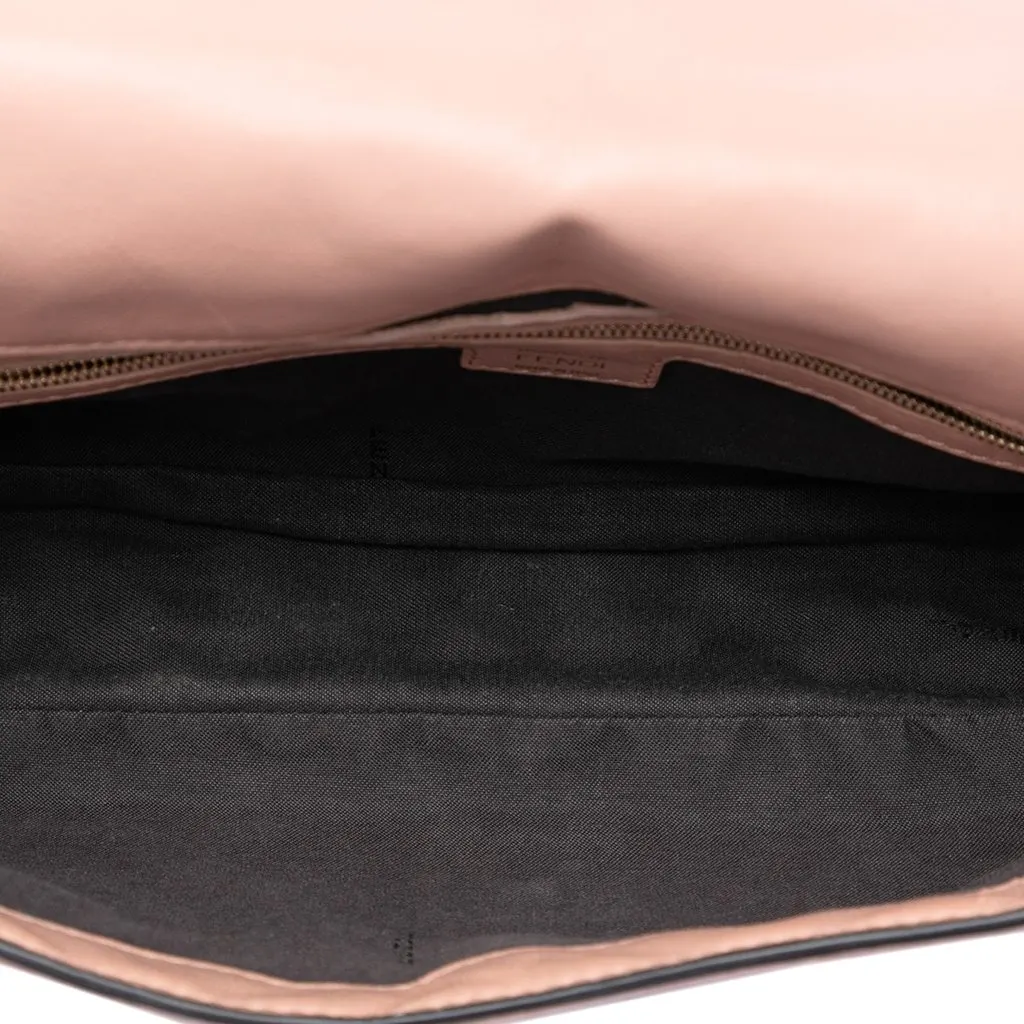 Fendi Zucca Embossed Leather Baguette Satchel Pink Leather Very good - Model View
