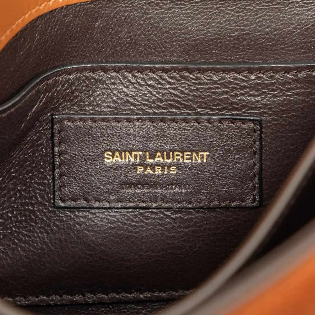 Saint Laurent Mini Suede and Calfskin Cassandra Top Handle Bag Brown Suede Very good - Box View