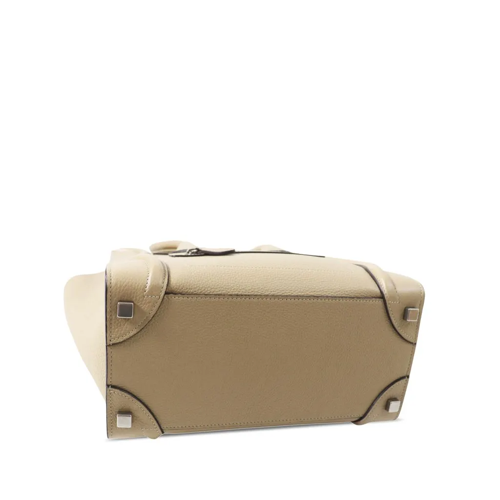Celine Micro Drummed Calfskin Luggage Tote Beige Leather Never worn - Inside View
