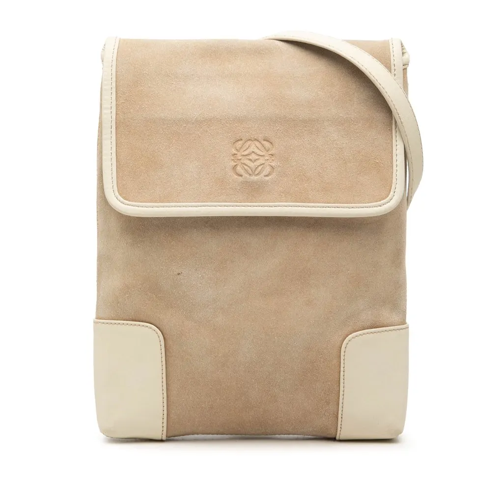 Loewe Suede Anagram Crossbody Beige Suede Very good - Front View
