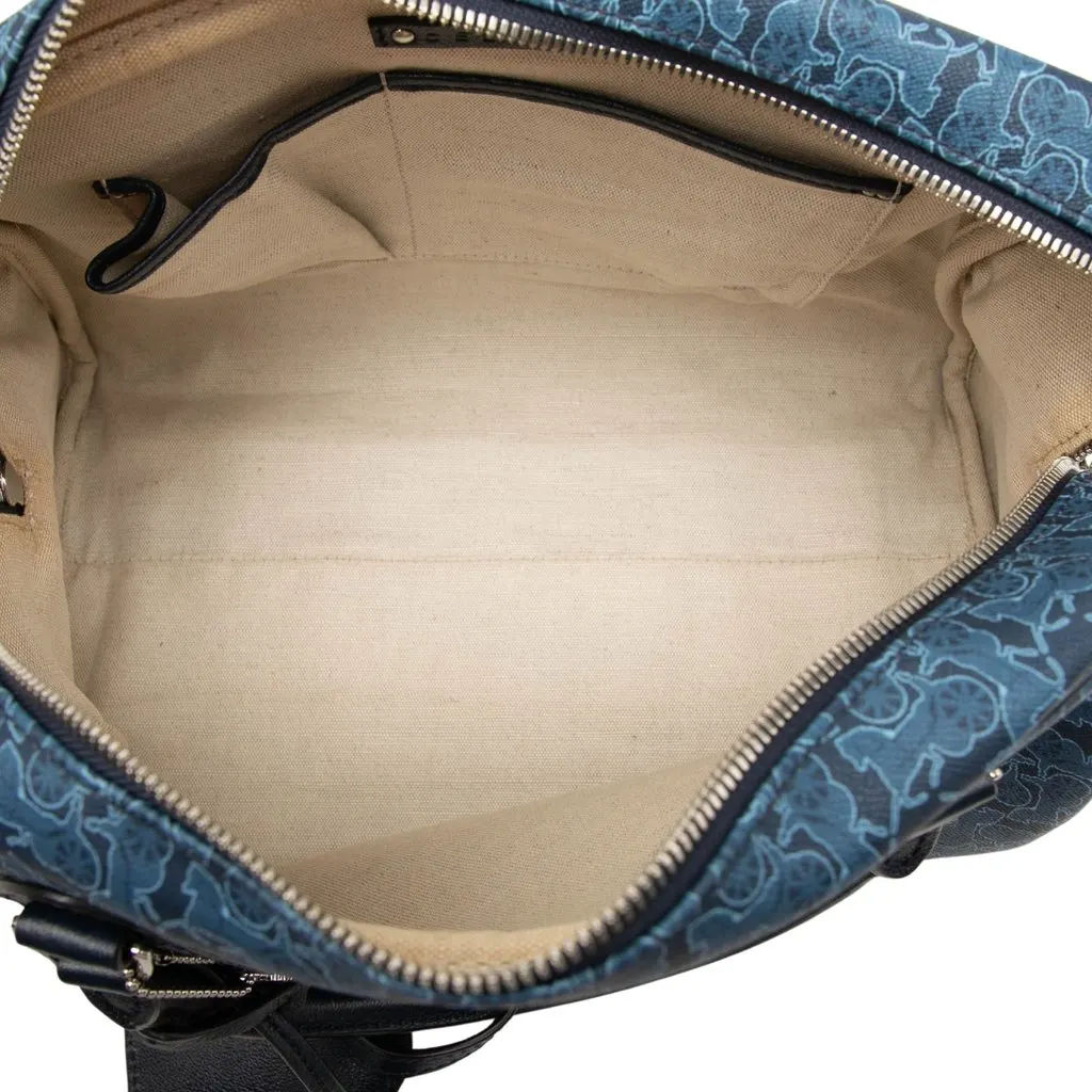 Celine Coated Canvas Saluki Boston Bag Blue Canvas Very good - Model View