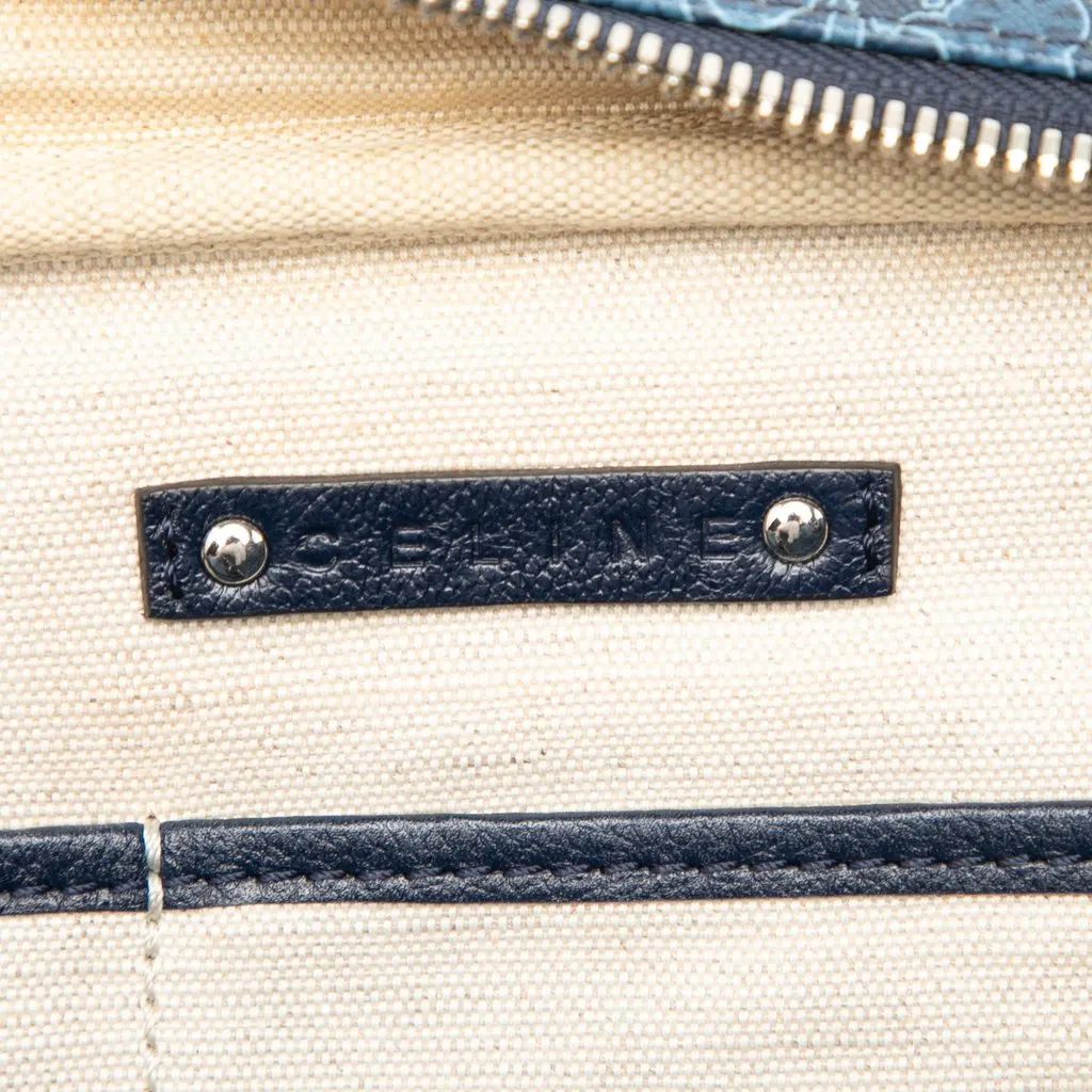 Celine Coated Canvas Saluki Boston Bag Blue Canvas Very good - Box View