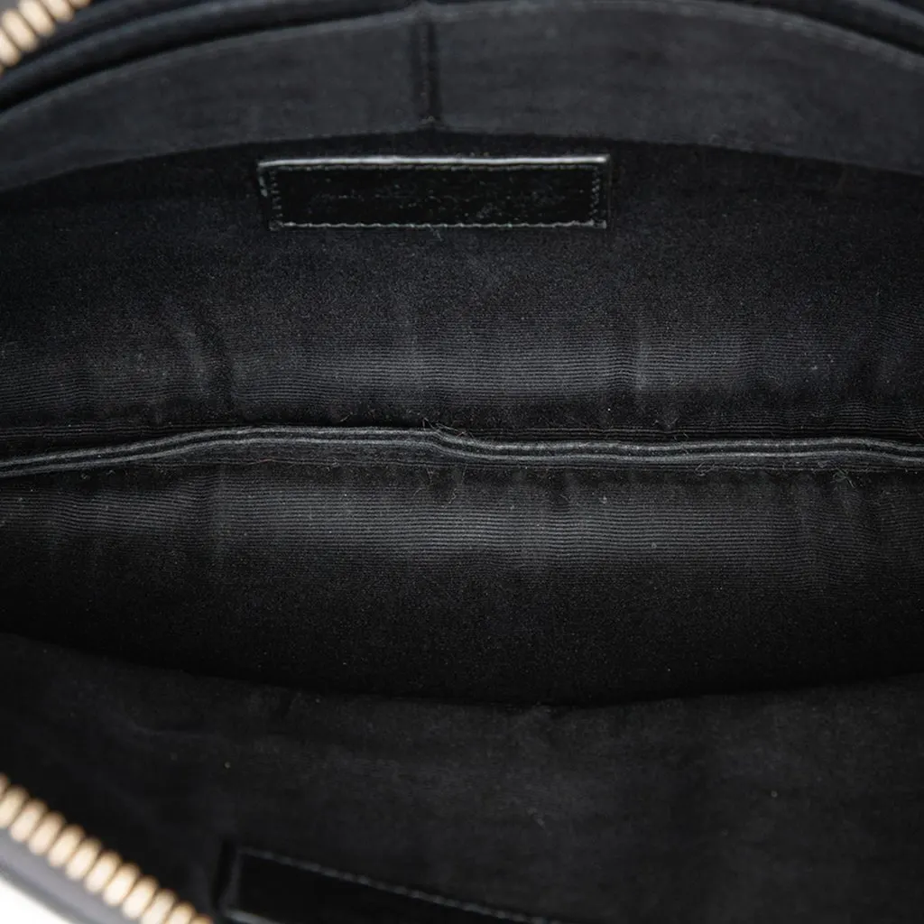 Saint Laurent Croc Embossed Leather Monogram iPad Case Black Leather Good - Model View