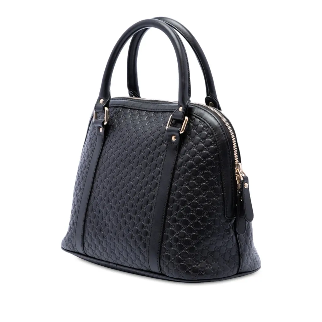 Gucci Medium Microguccissima Dome Satchel Black Leather Good - Back View