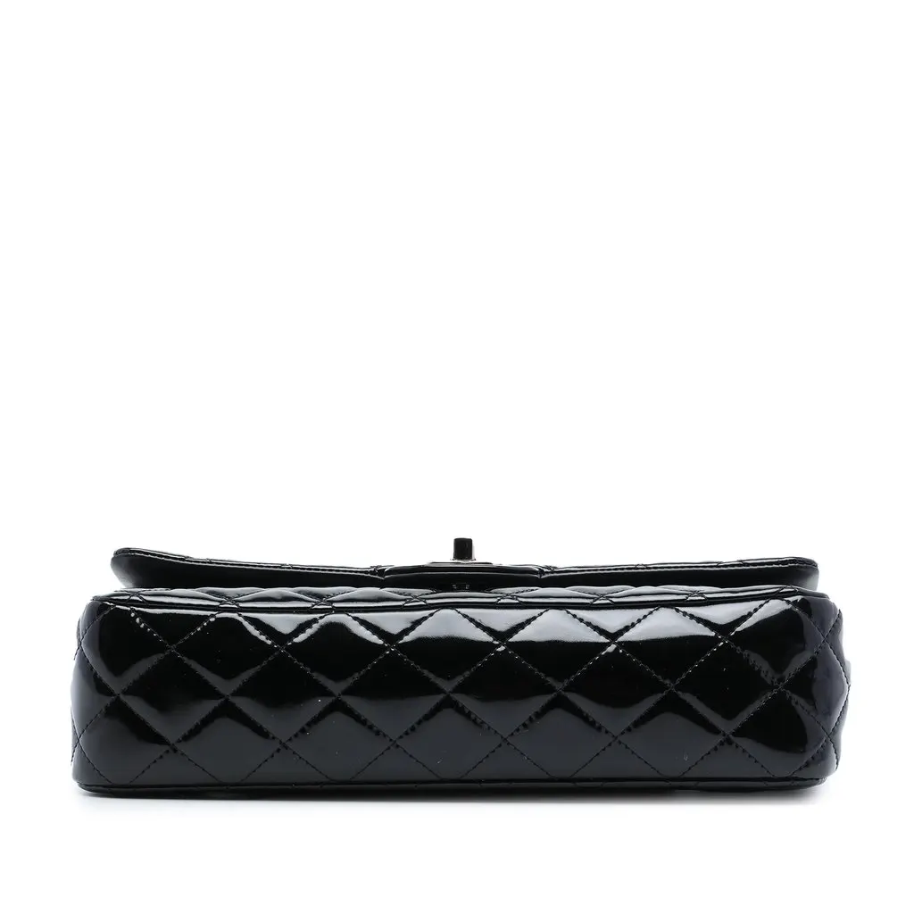 Chanel Medium Classic Patent Double Flap Black Leather Very good - Inside View
