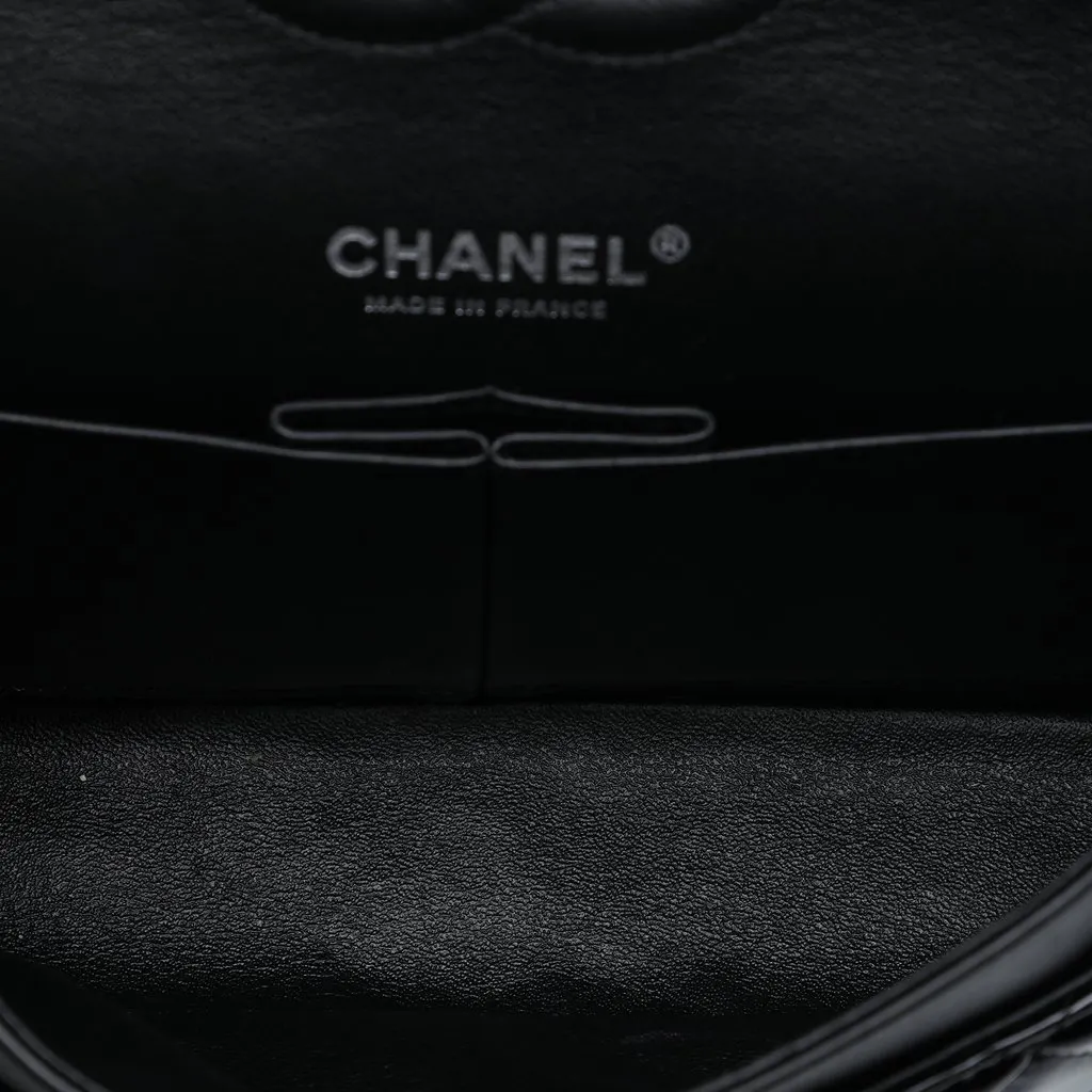 Chanel Medium Classic Patent Double Flap Black Leather Very good - Model View
